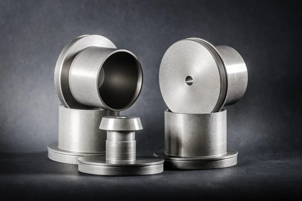 Componentes metálicos cilíndricos.